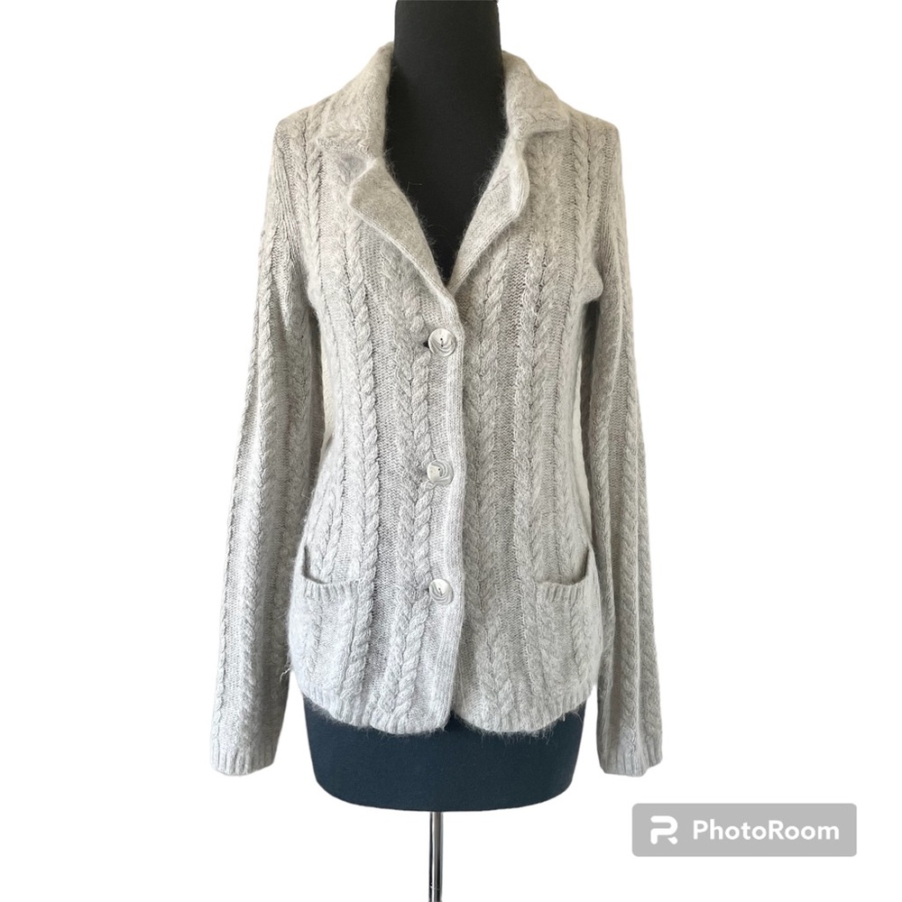 Angora Blend Gray Cardigan